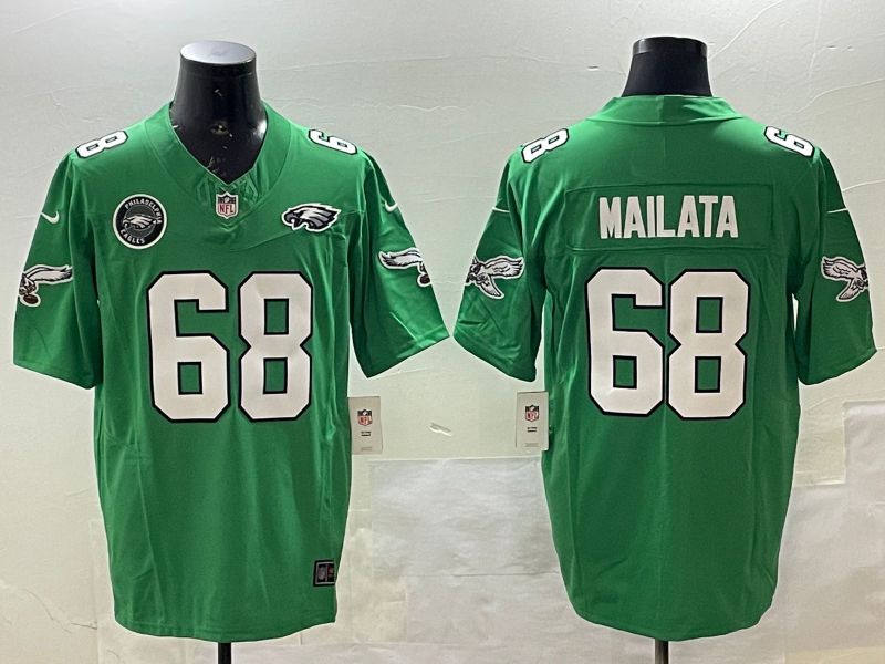 Men Philadelphia Eagles #68 Mailata Green three generations 2025 Nike Vapor Limited NFL Jersey style 5